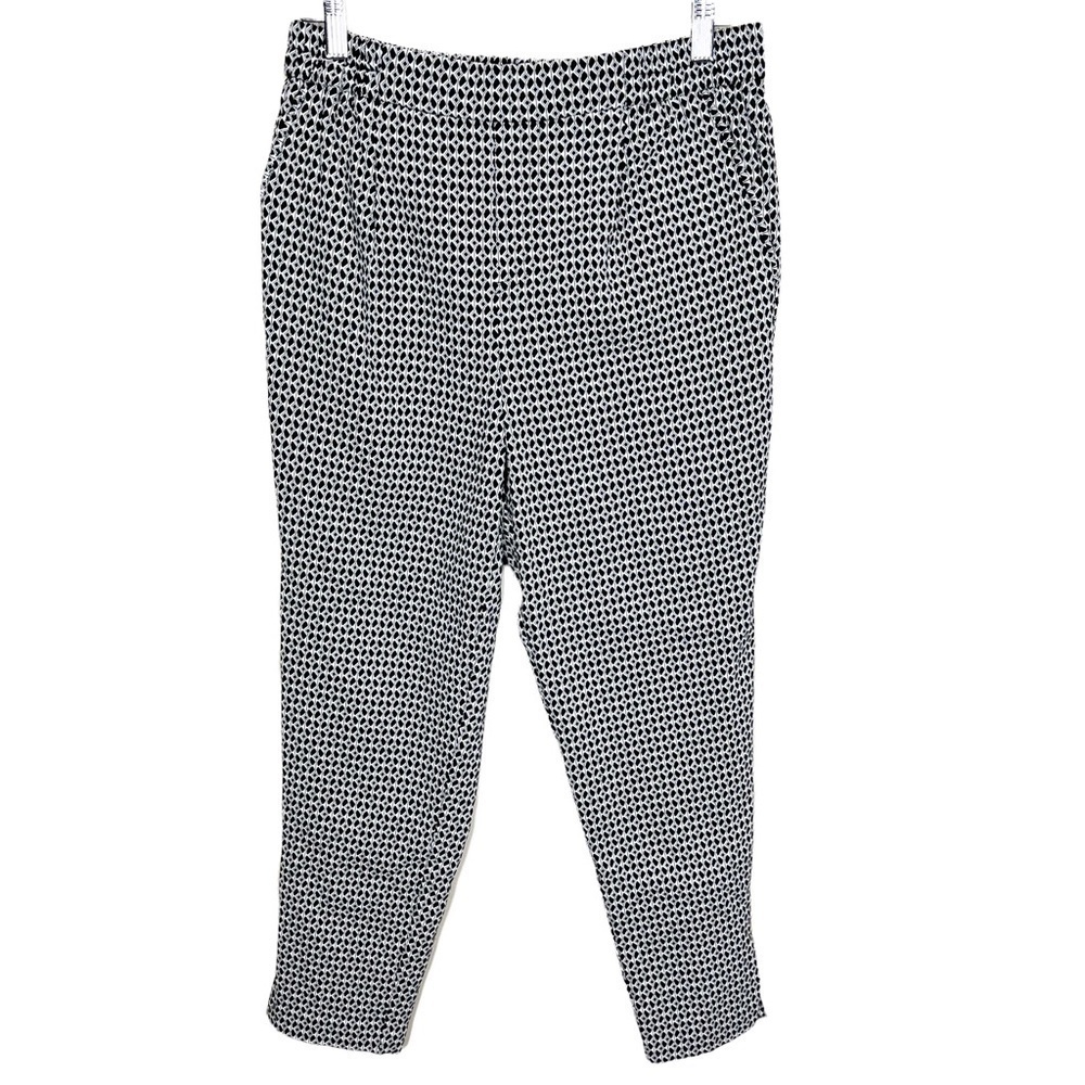By Anthropologie Black and White Printed Pull On Pants Womens Size Small